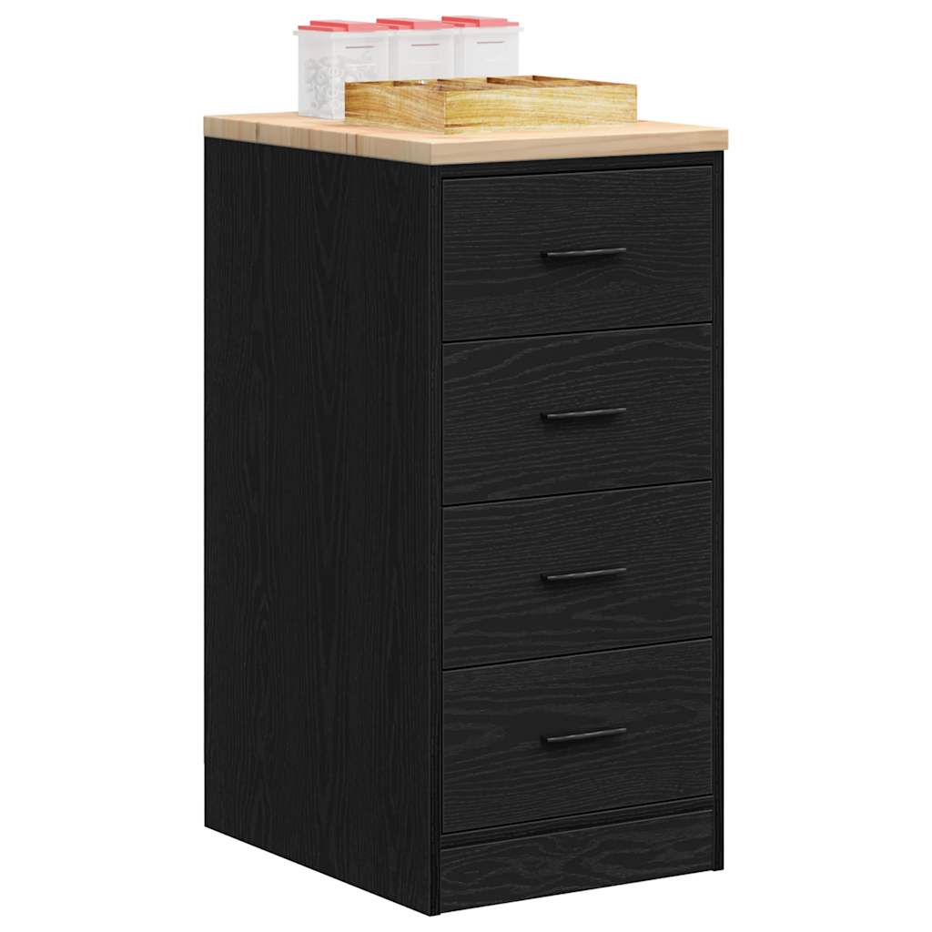 Garažni ormar za odlaganje crni 40x51x85 cm masivne borovine