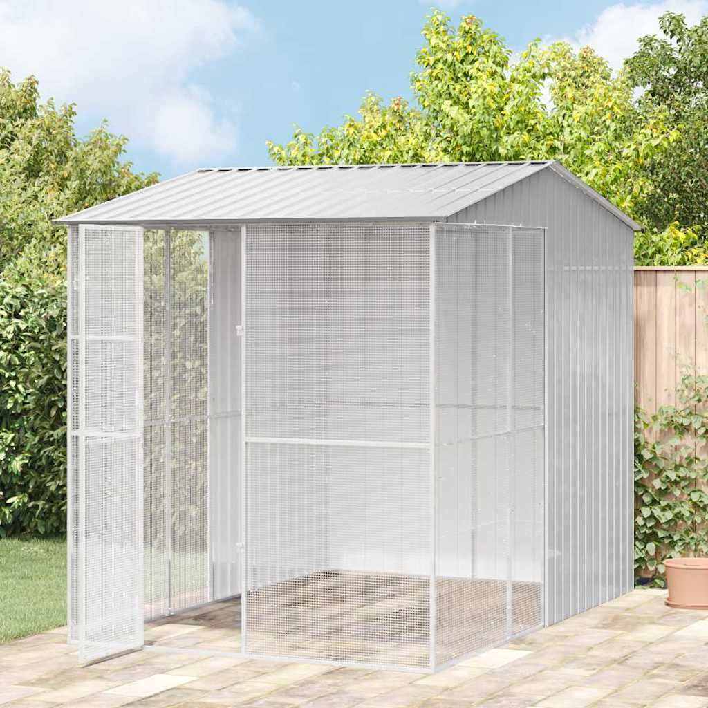 Kavez za ptice s pohranom Siva 215 x 310 x 247 cm Cinkani čelik