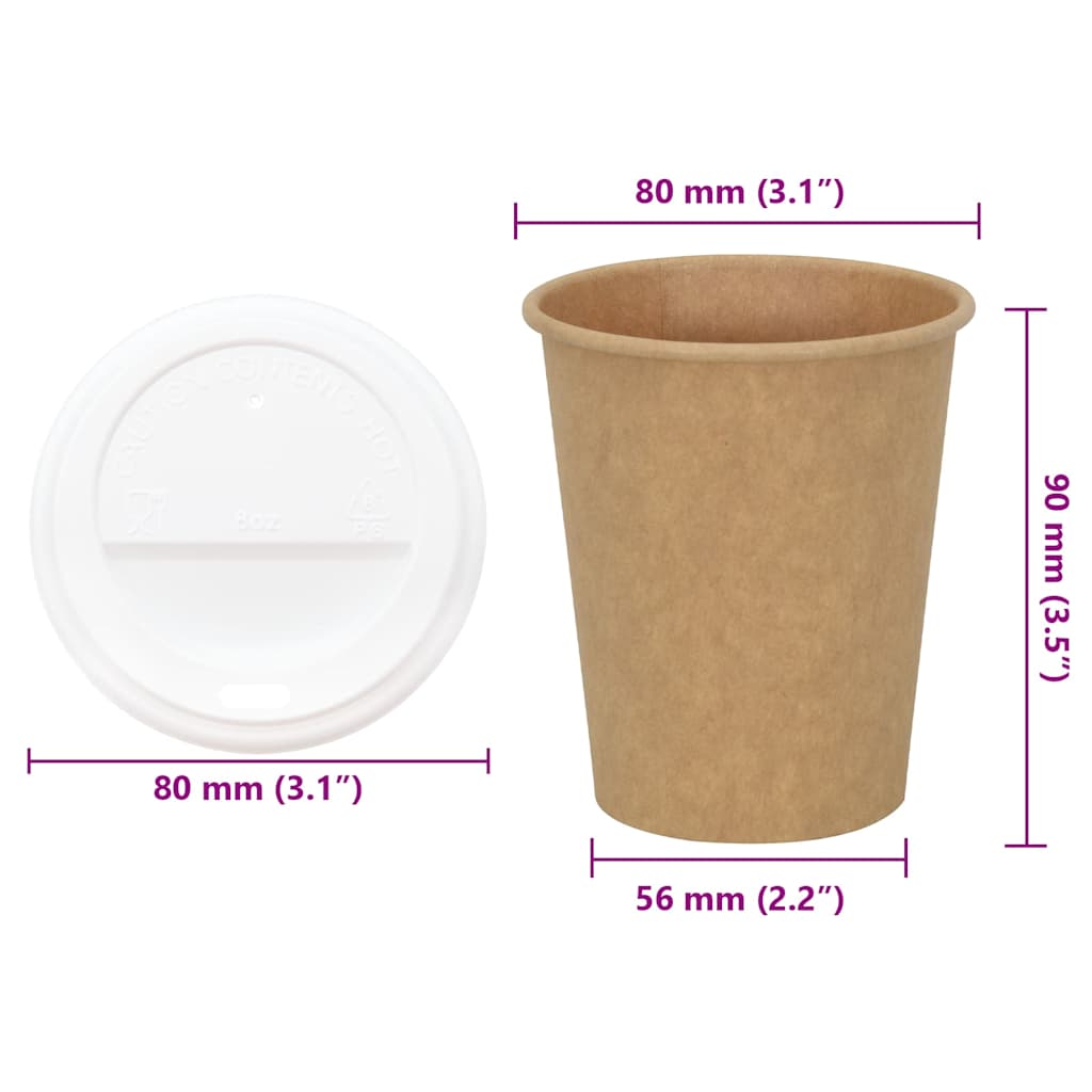papirnate šalice za kavu s poklopcima 1000 kom 8 oz 200 ml