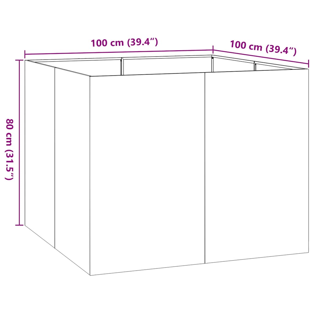 Sadilica boja hrđe 100x100x80 cm od pohabanog čelika