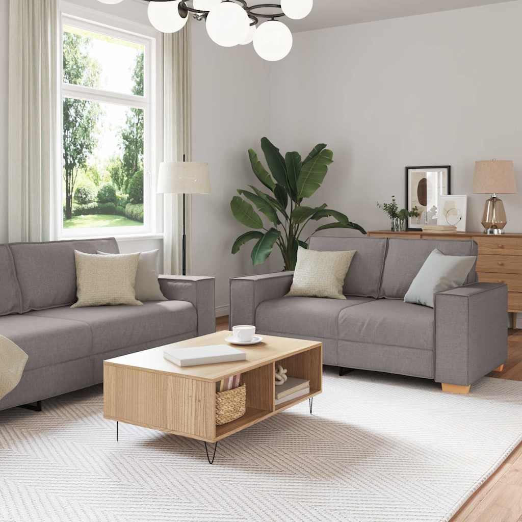 Sofa 3 pcs Sivo-smeđa 220 x 80 x 84 cm Platnasta tkanina