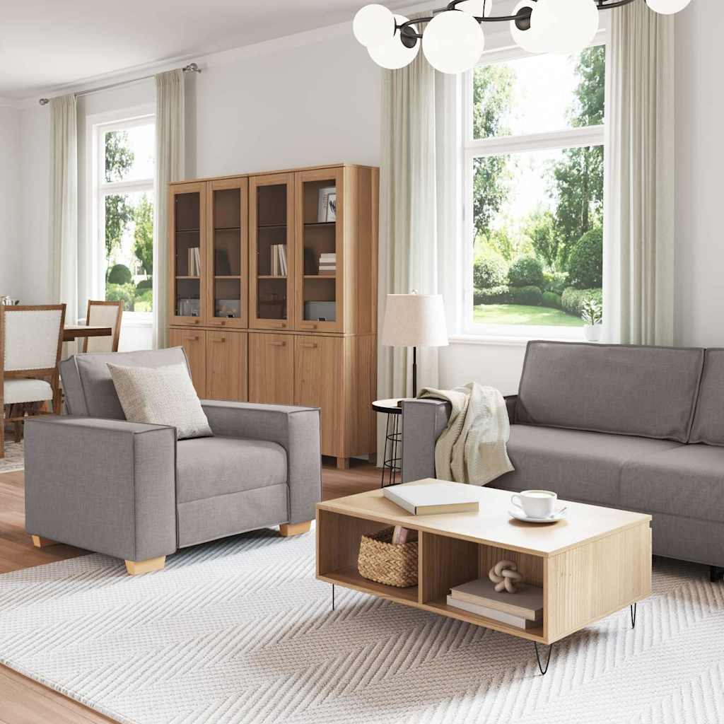 Sofa 3 pcs Sivo-smeđa 220 x 80 x 84 cm Platnasta tkanina