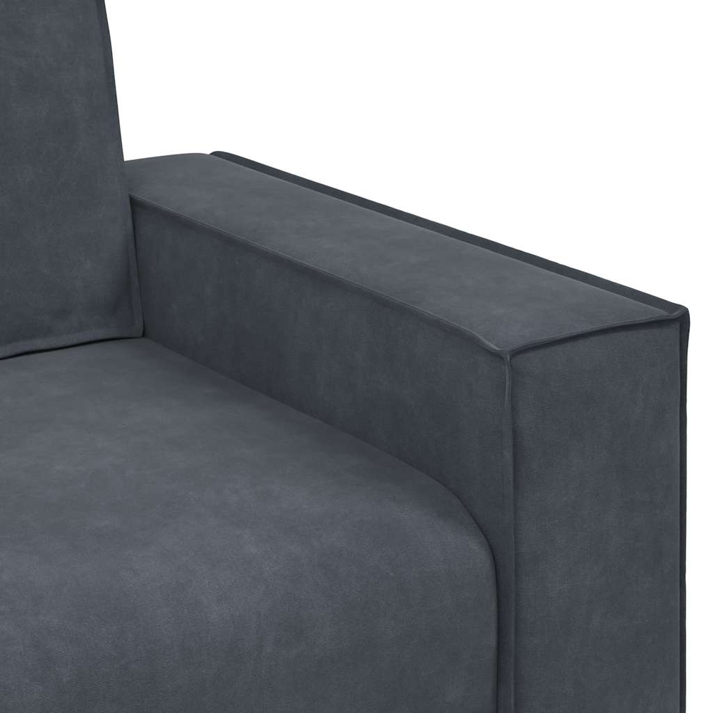 3-dijelni set sofa s jastucima, tamno sivi baršun