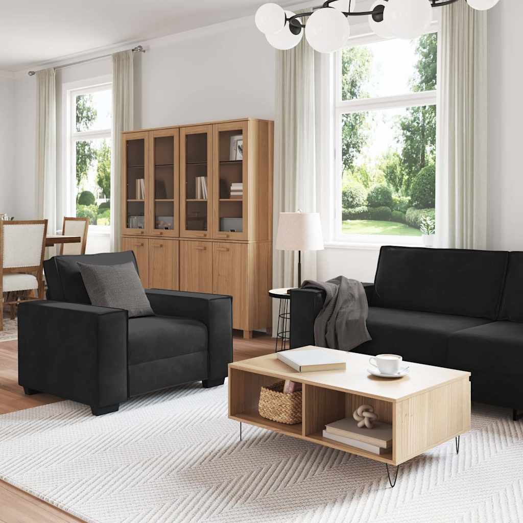 3-dijelni set sofa s jastucima crni baršun
