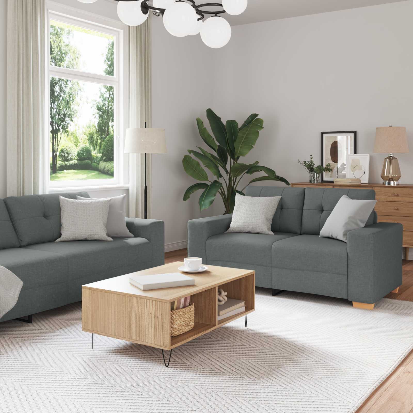 Sofa 3 pcs Tamno siva 221 x 80 x 80 cm Platnasta tkanina