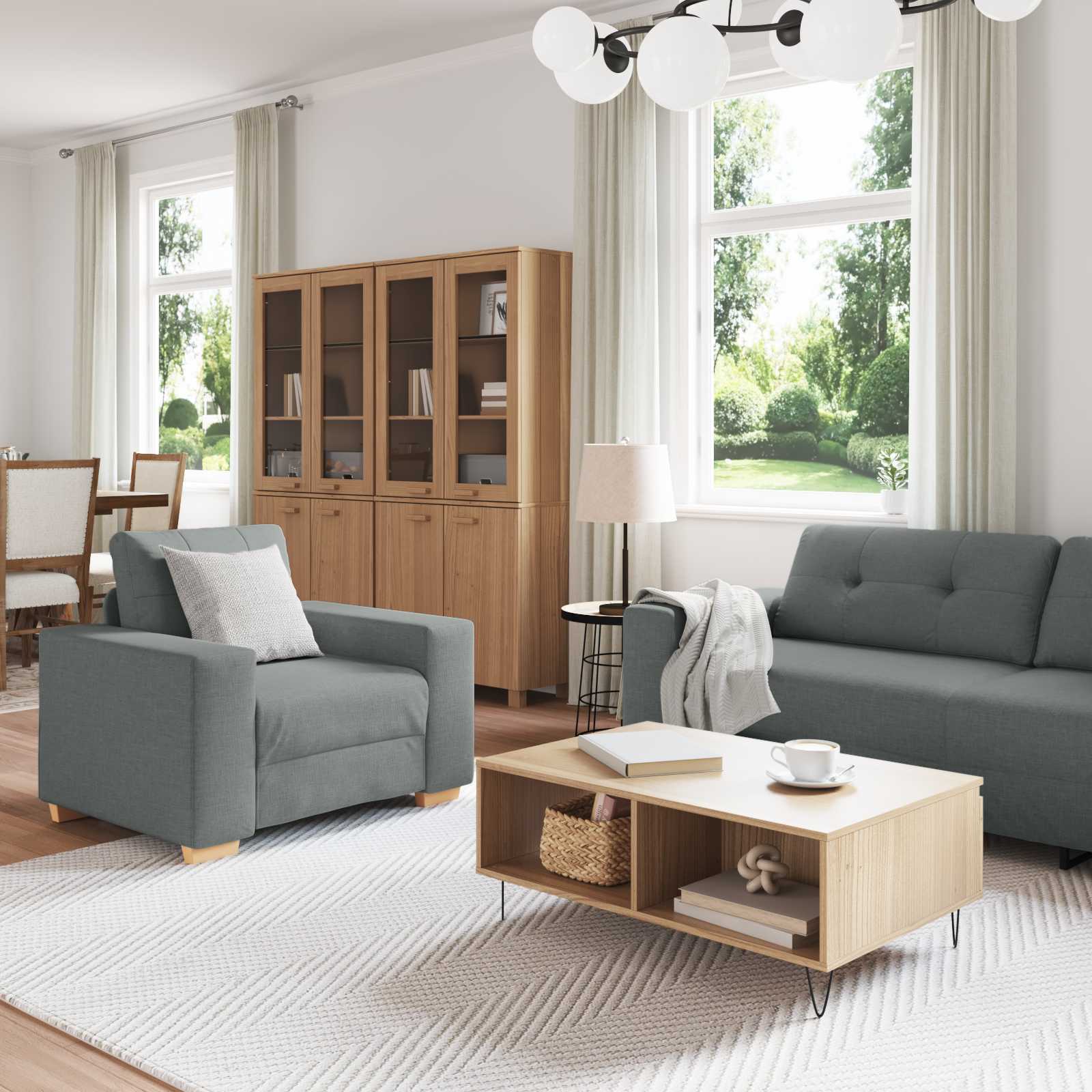 Sofa 3 pcs Tamno siva 221 x 80 x 80 cm Platnasta tkanina