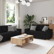 Sofa 3 pcs Crna 221 x 80 x 80 cm Platnasta tkanina