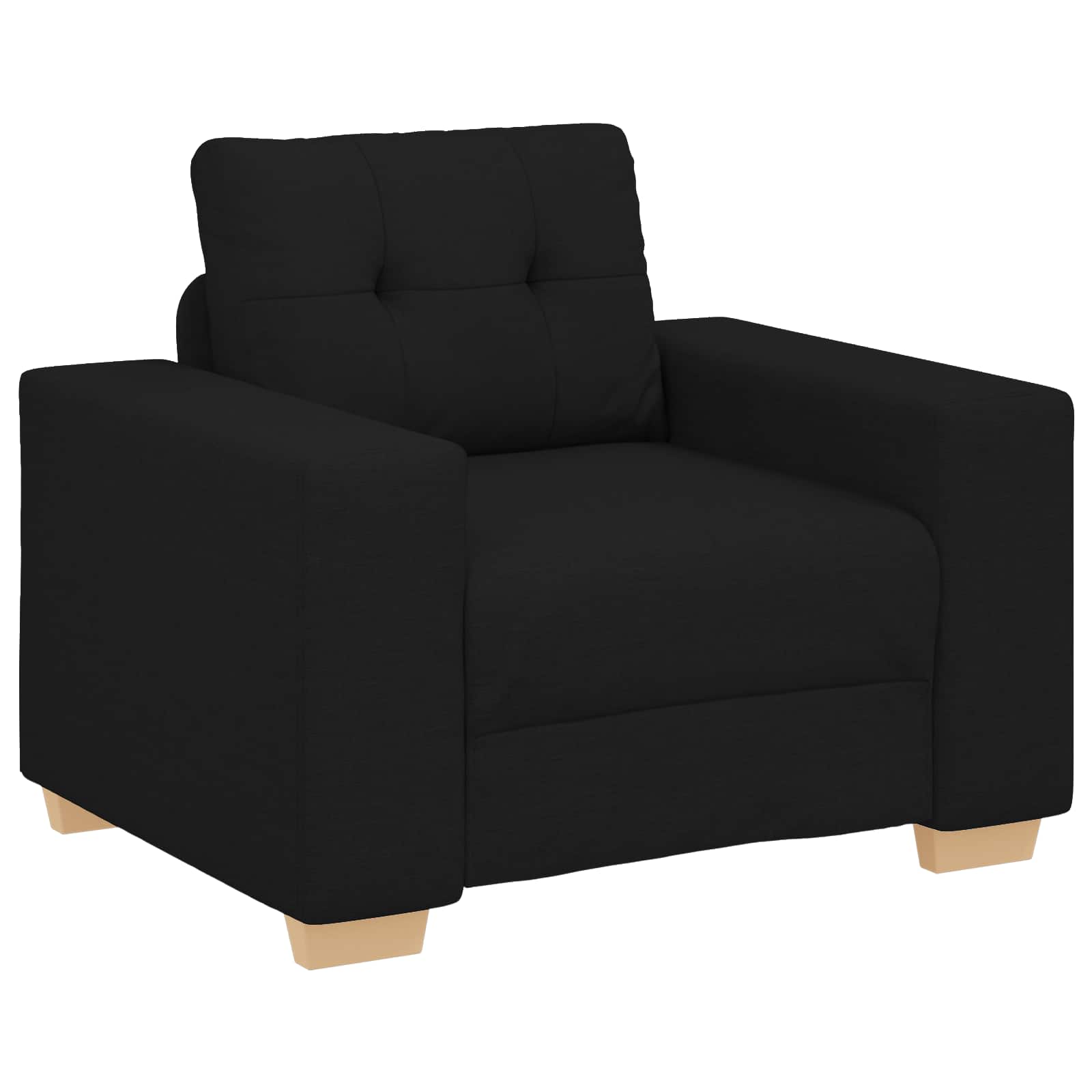 Sofa 3 pcs Crna 221 x 80 x 80 cm Platnasta tkanina