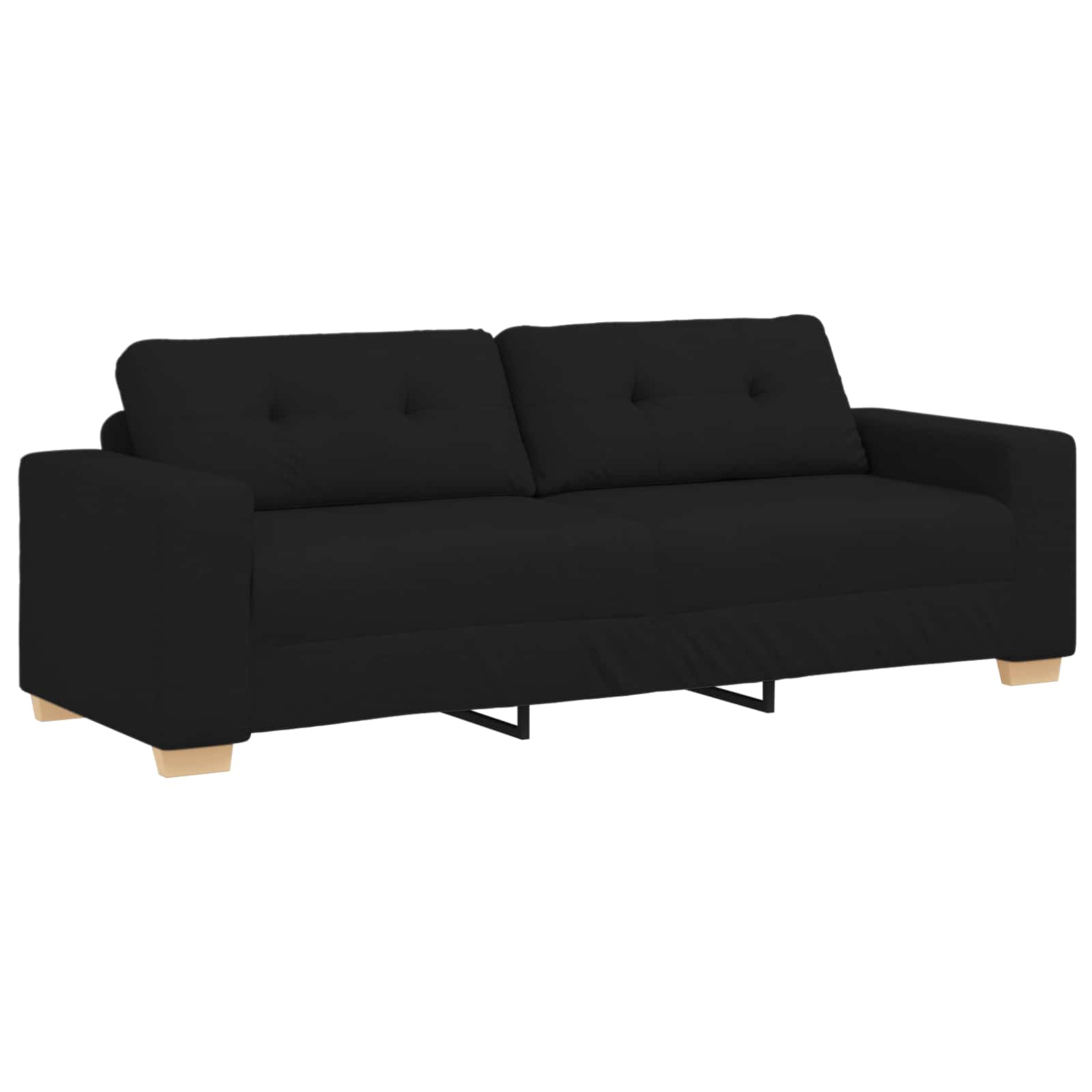 Sofa 3 pcs Crna 221 x 80 x 80 cm Platnasta tkanina
