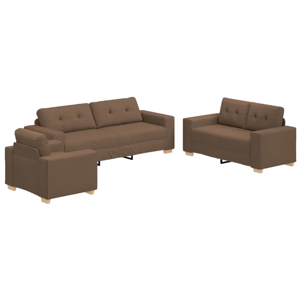 Sofa 3 pcs Smeđa 221 x 80 x 80 cm Platnasta tkanina