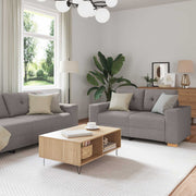 Sofa 3 pcs Sivo-smeđa 221 x 80 x 80 cm Platnasta tkanina