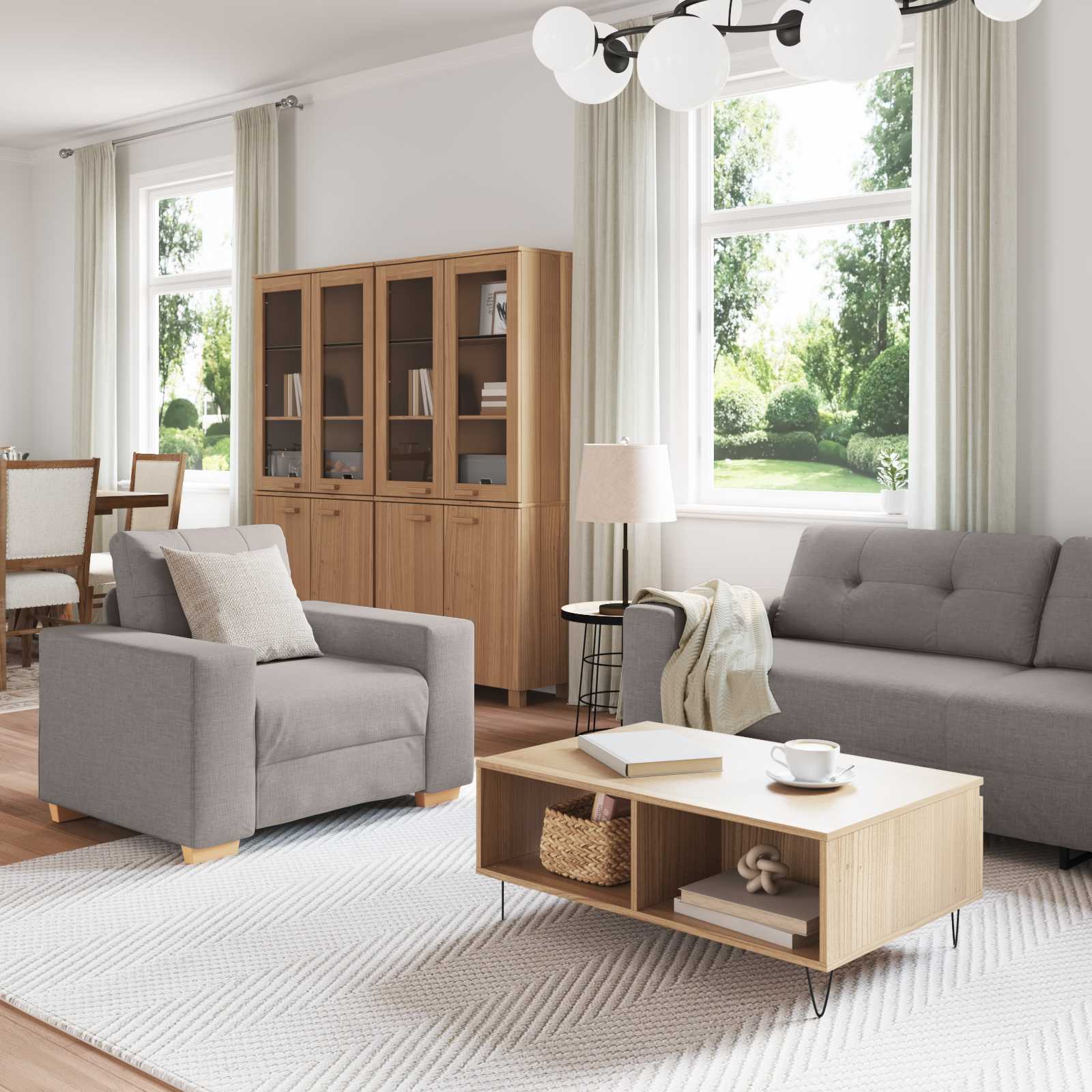Sofa 3 pcs Sivo-smeđa 221 x 80 x 80 cm Platnasta tkanina