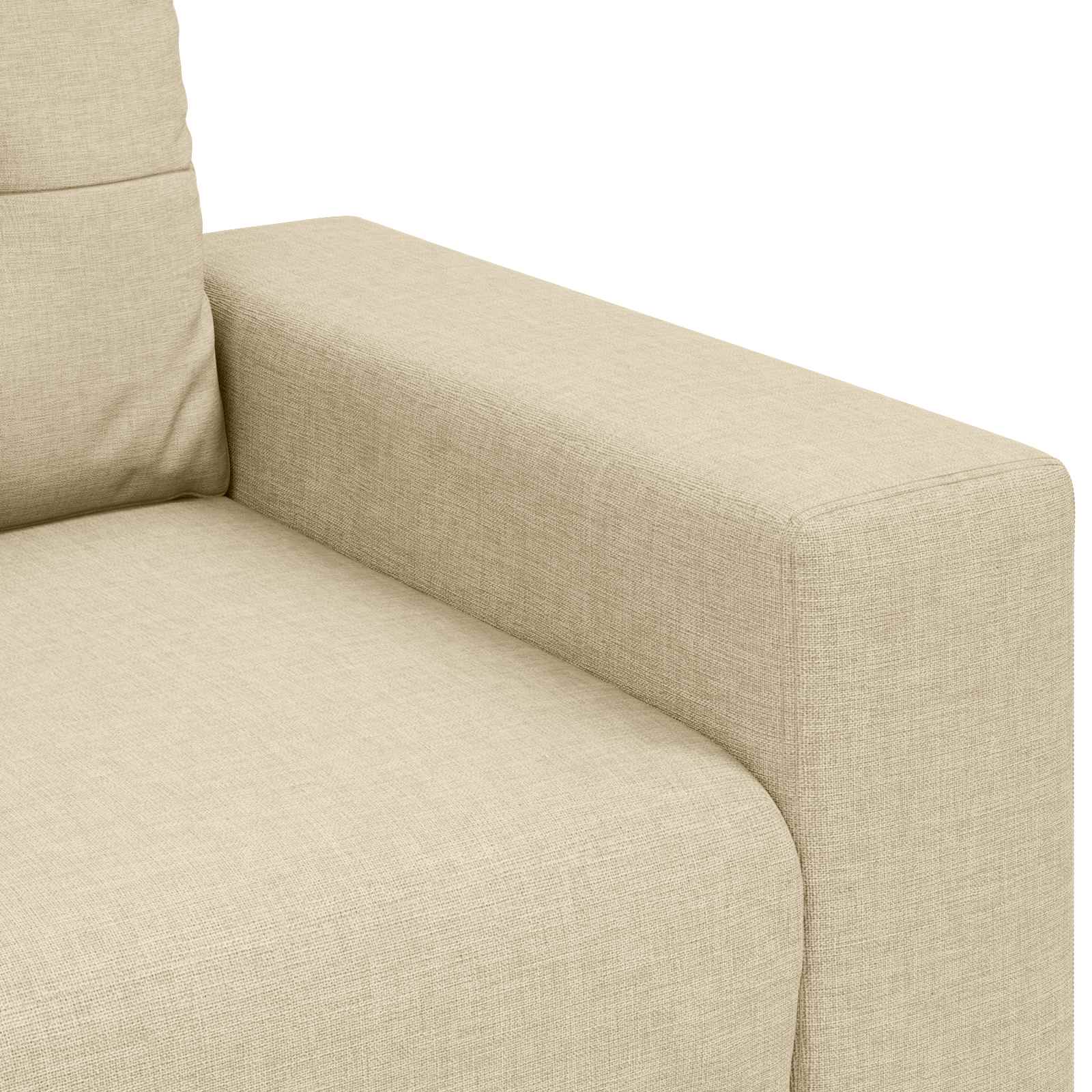 Sofa 3 pcs Krema 221 x 80 x 80 cm Platnasta tkanina