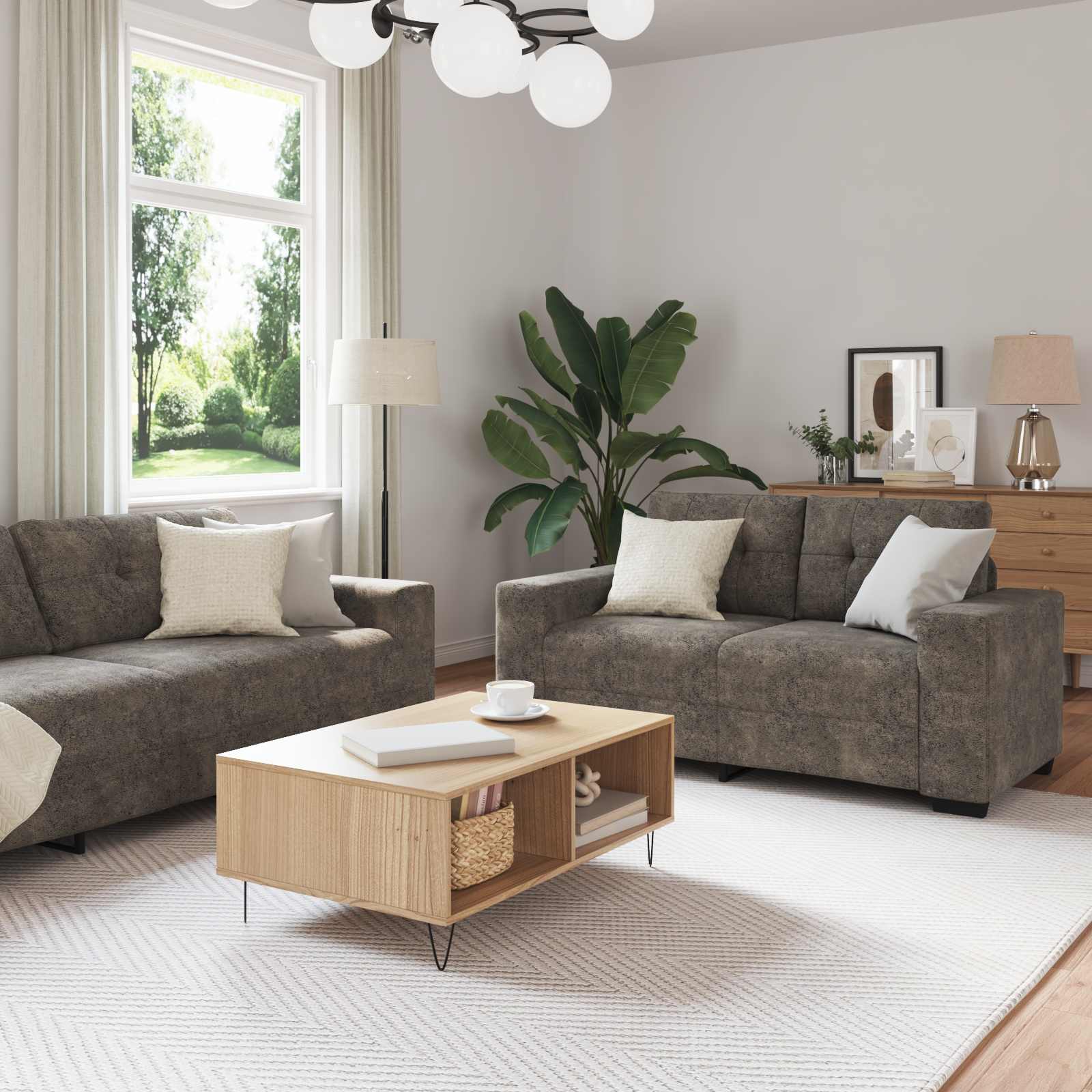 Sofa 3 pcs Tamno siva 221 x 80 x 80 cm Platnasta tkanina