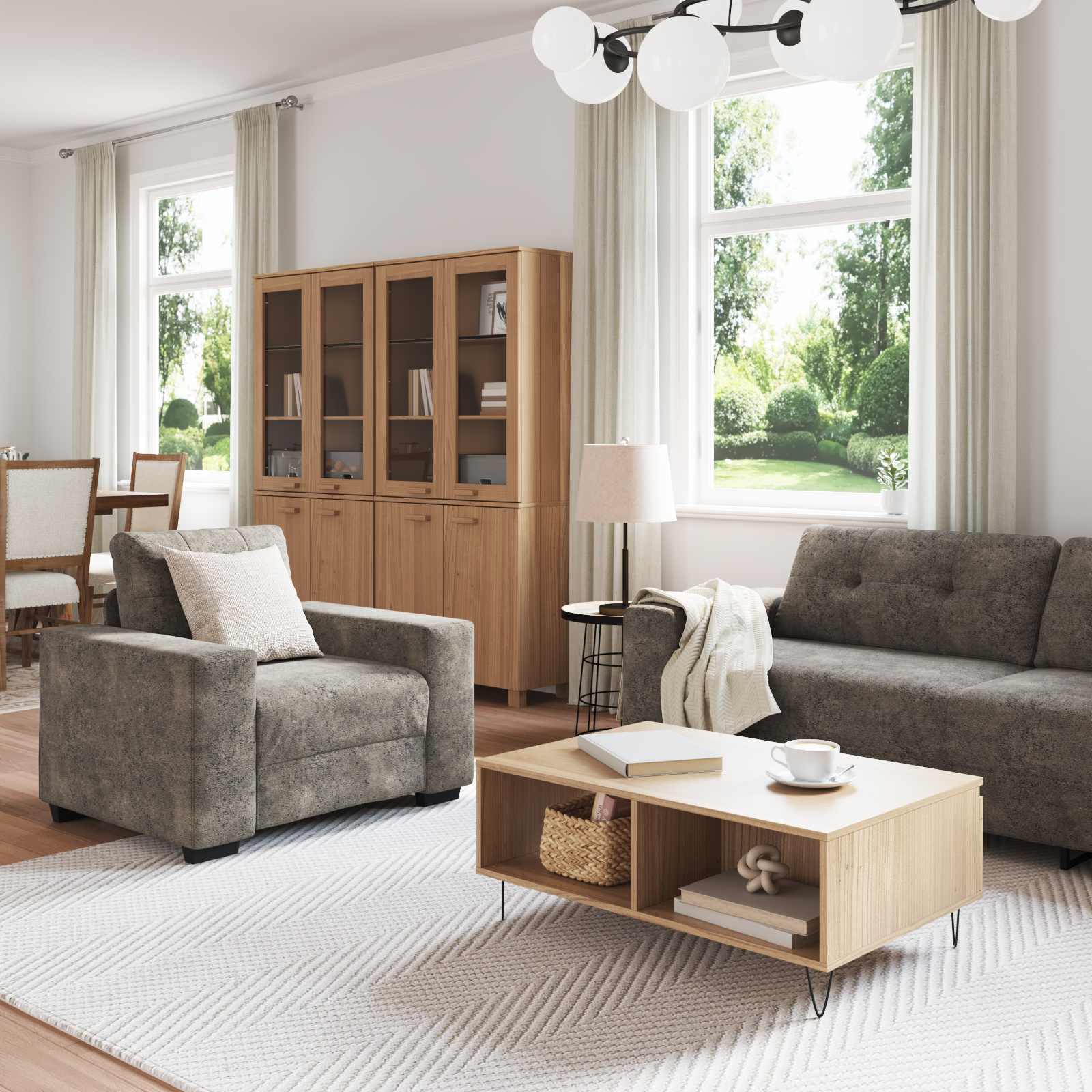 Sofa 3 pcs Tamno siva 221 x 80 x 80 cm Platnasta tkanina