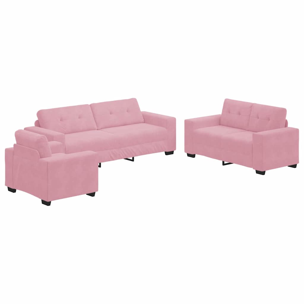 Set sofe 3 pcs Ružičasta 221 x 80 x 80 cm Baršun