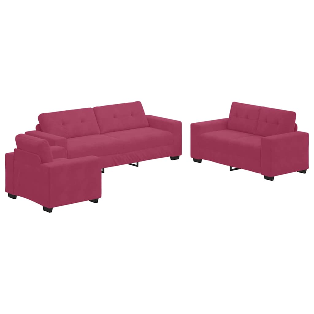 Set sofe 3 pcs Vjetrovita Crvena 221 x 80 x 80 cm Baršun