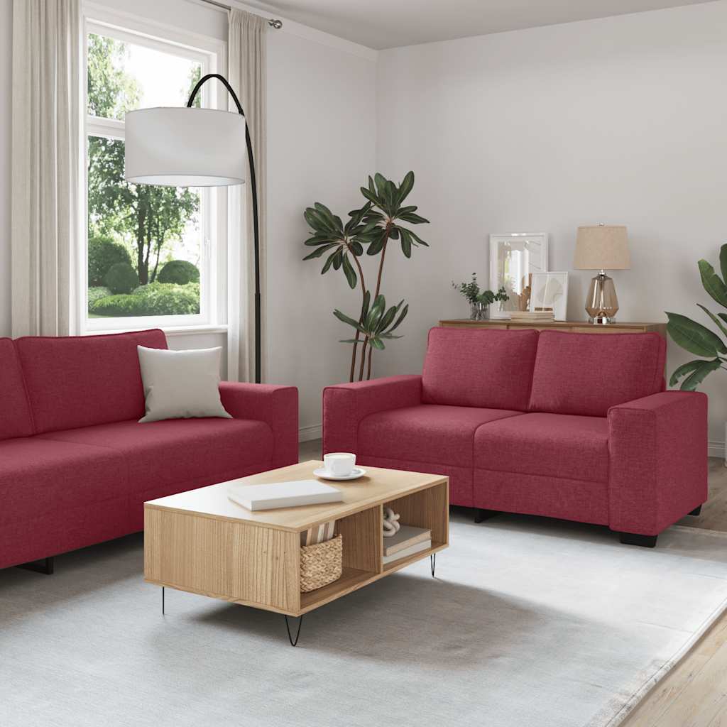 3-dijelni set sofa s jastucima, tkanina boje vina
