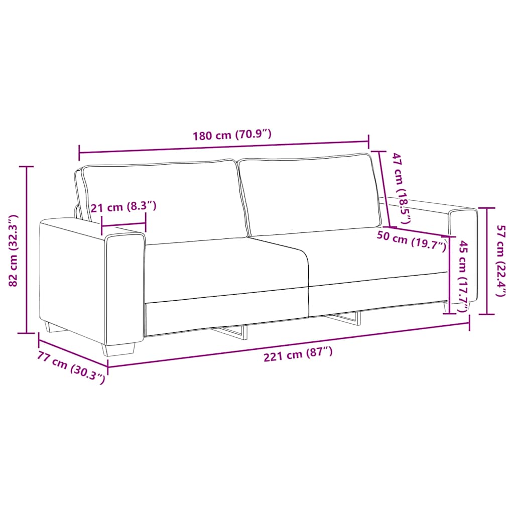 3-dijelni set sofa s jastucima, smeđa tkanina