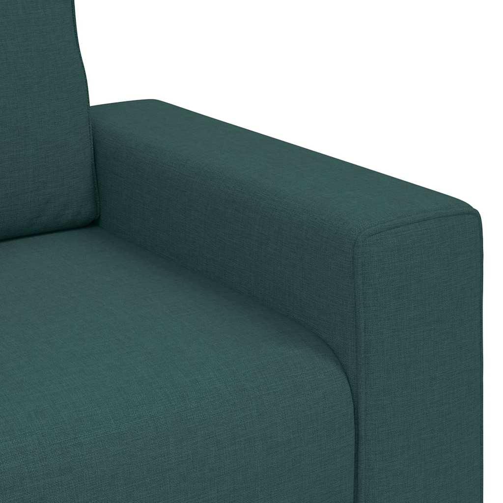 3-dijelni set sofa s jastucima, tamnozelena tkanina