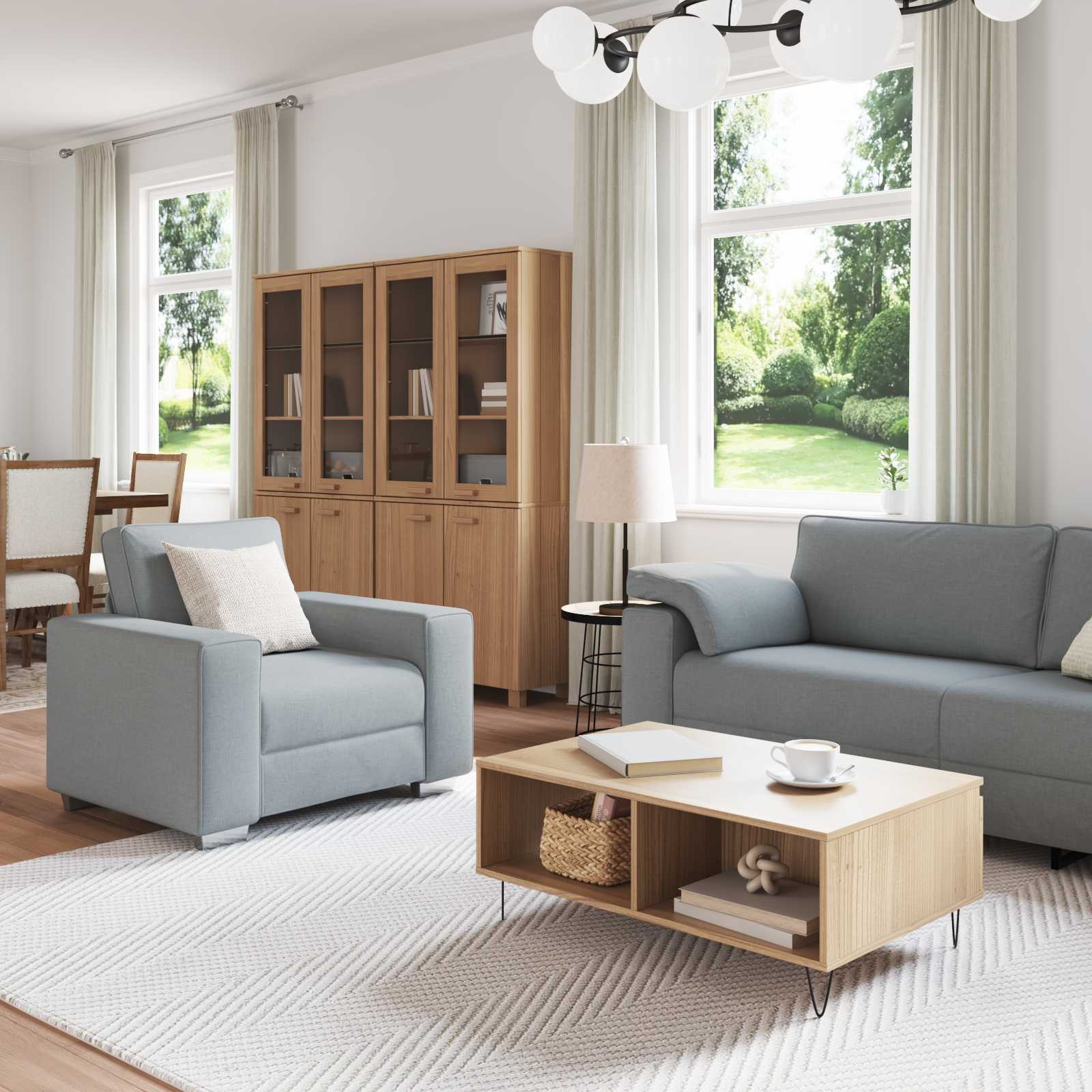 Sofa 3 pcs Svijetlo siva 219 x 80 x 82 cm Platnasta tkanina