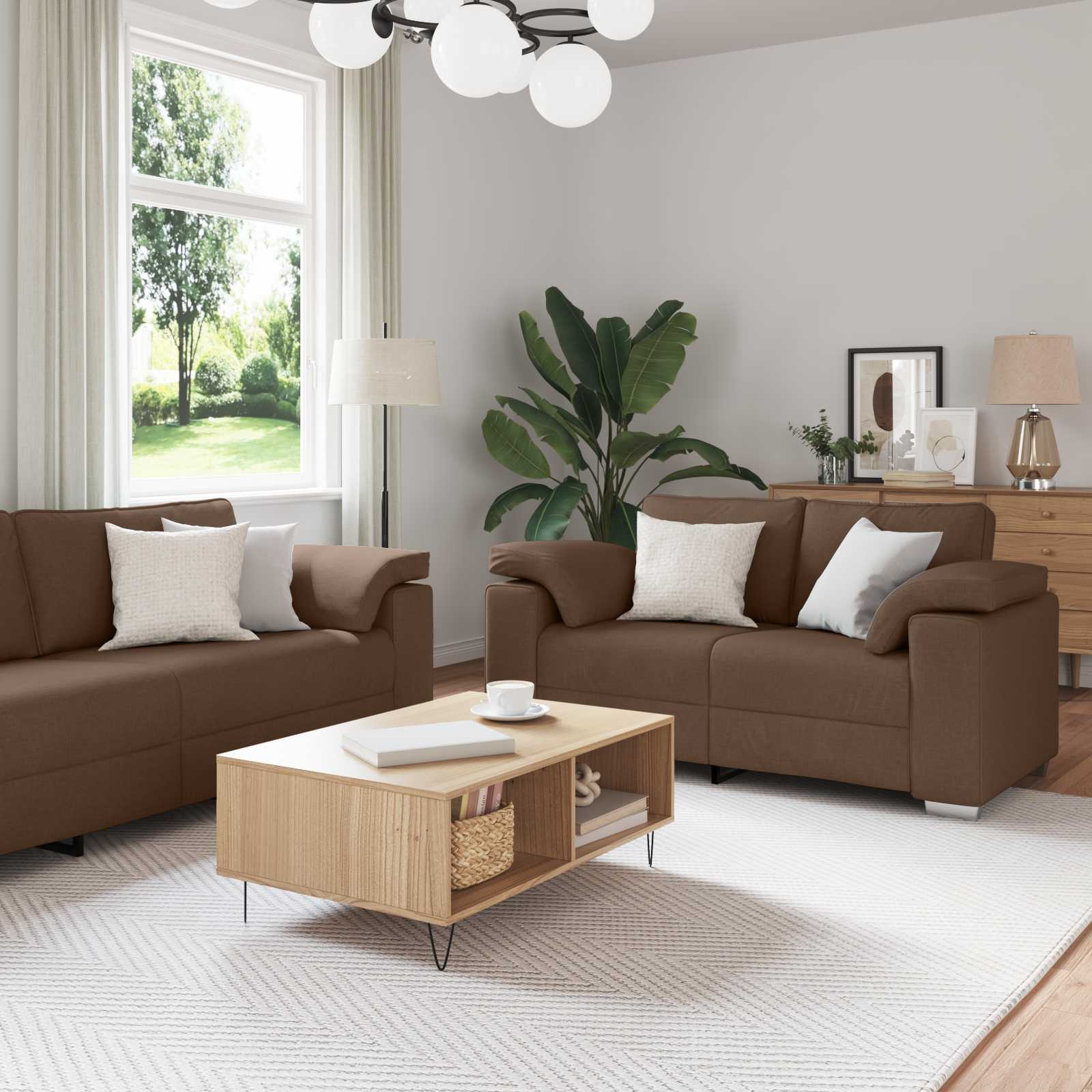 Sofa 3 pcs Smeđa 219 x 80 x 82 cm Platnasta tkanina