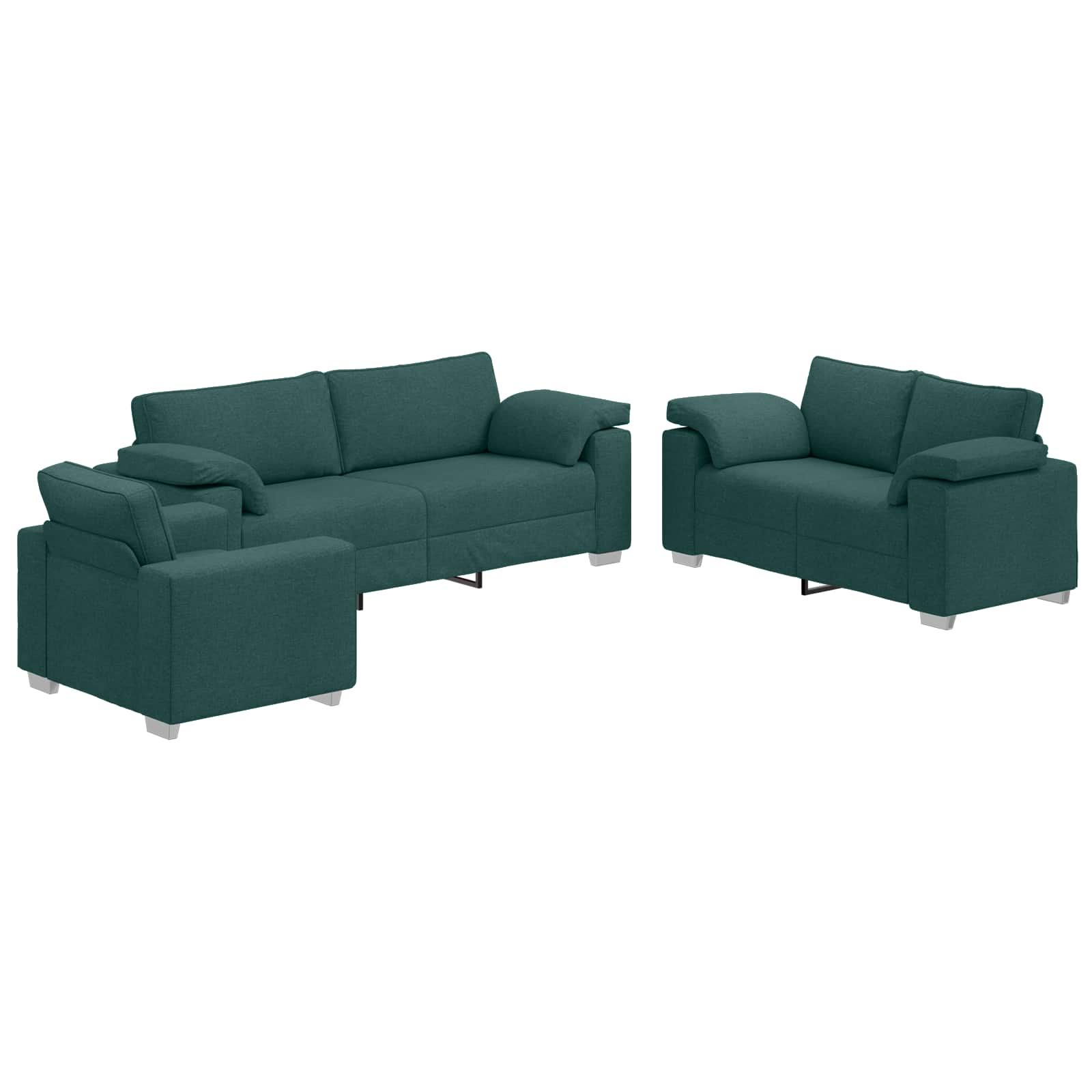 Sofa 3 pcs Tamnozelena 219 x 80 x 82 cm Platnasta tkanina