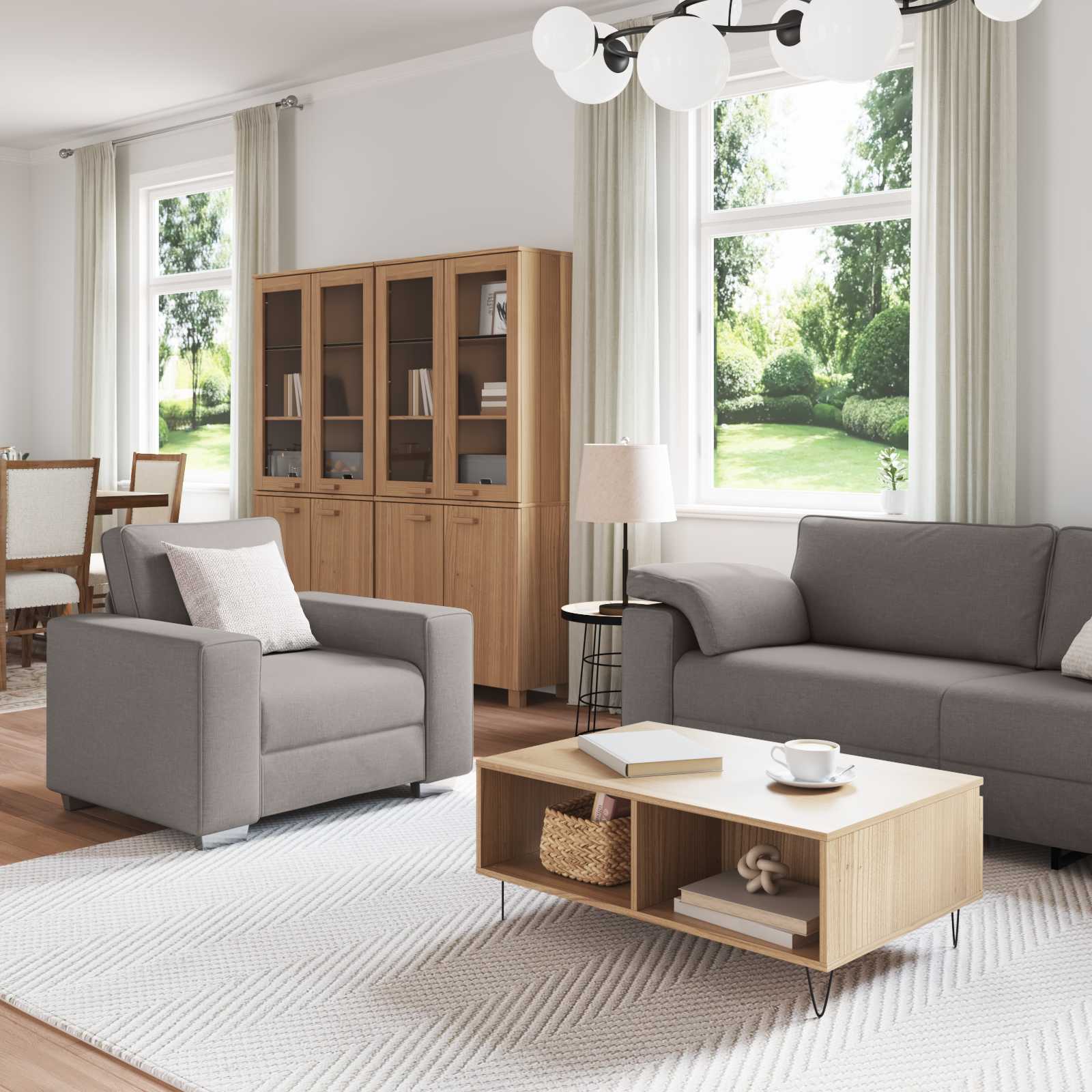 Sofa 3 pcs Sivo-smeđa 219 x 80 x 82 cm Platnasta tkanina