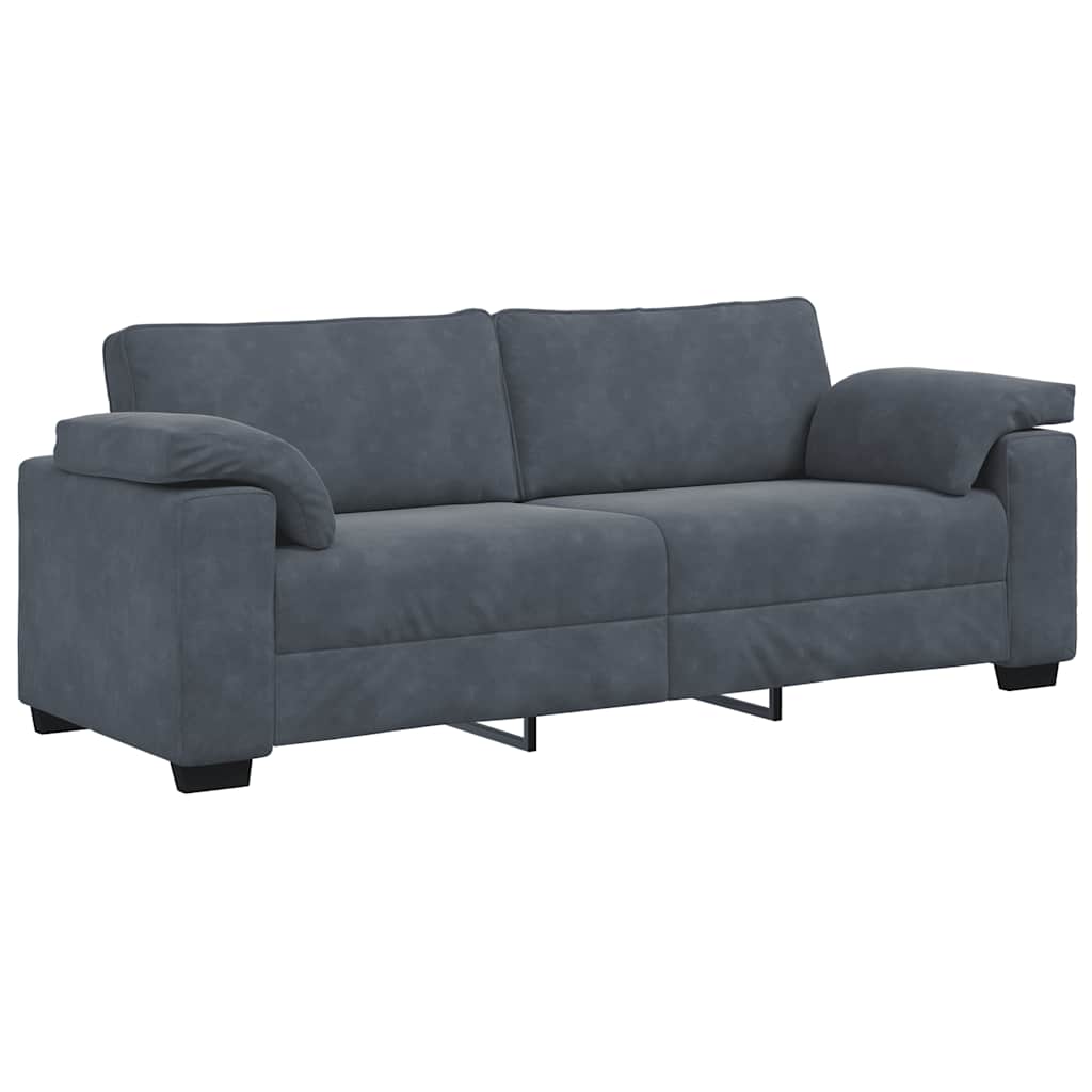3-dijelni set sofa s jastucima, tamno sivi baršun