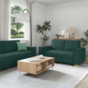 Dvodijelni set sofa s jastucima, tamnozelena tkanina