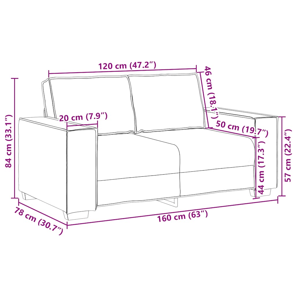 Dvodijelni set sofa s jastucima, krem tkanina