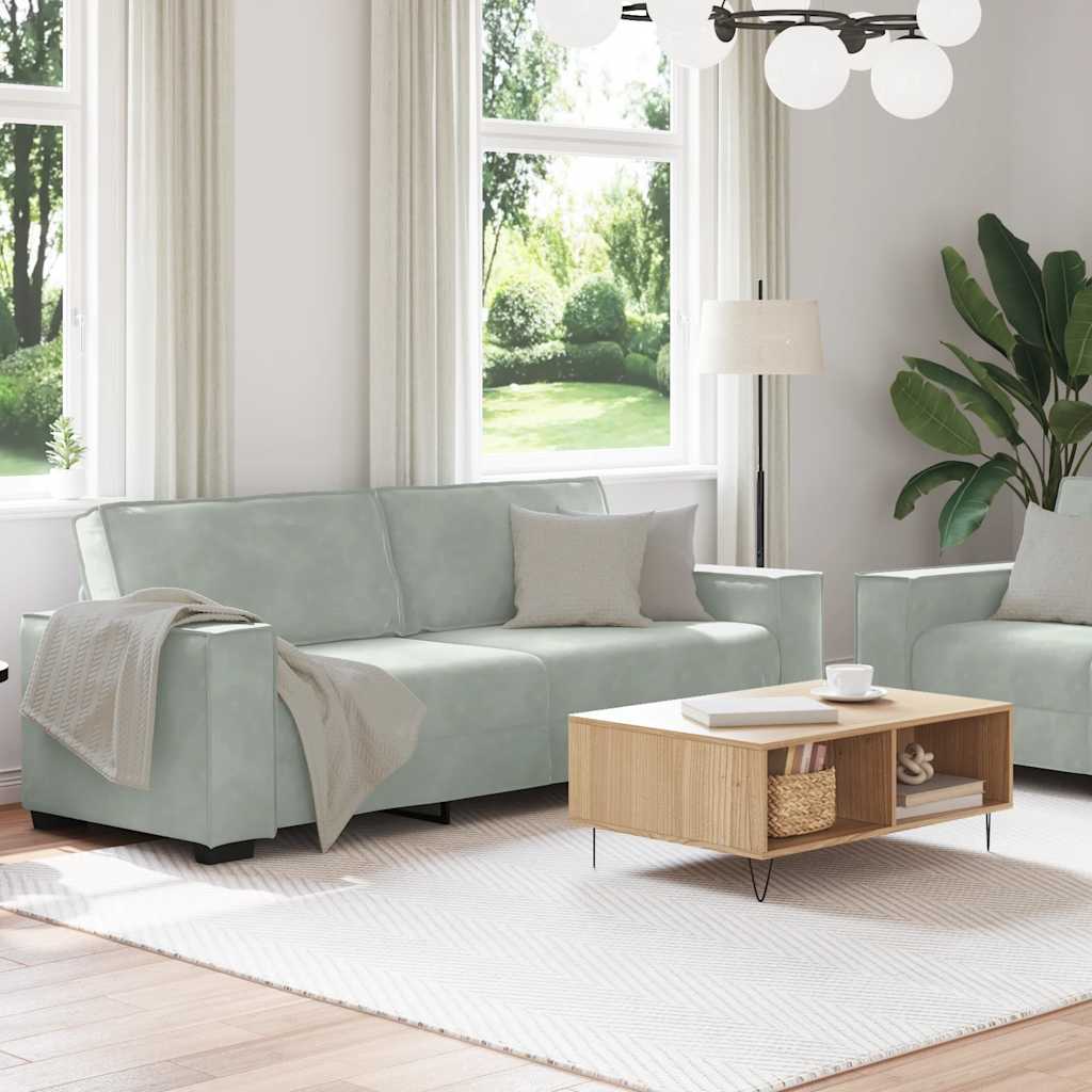 Dvodijelni set sofa s jastucima, svijetlo sivi baršun