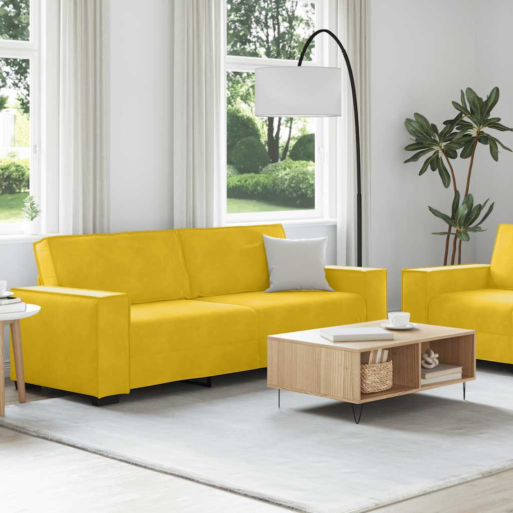 Dvodijelni set sofa s jastucima, žuti baršun