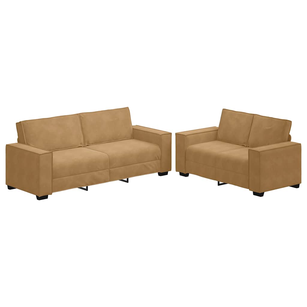 Dvodijelni set sofa s jastucima, smeđi baršun