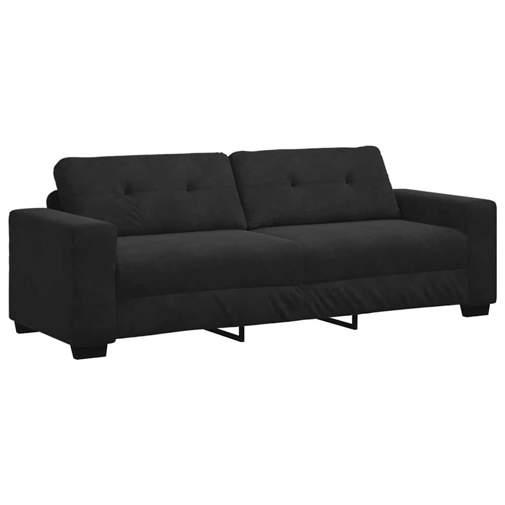 Dvodijelni set sofa s jastucima, crni baršun