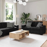 Dvodijelni set sofa s jastucima, crni baršun