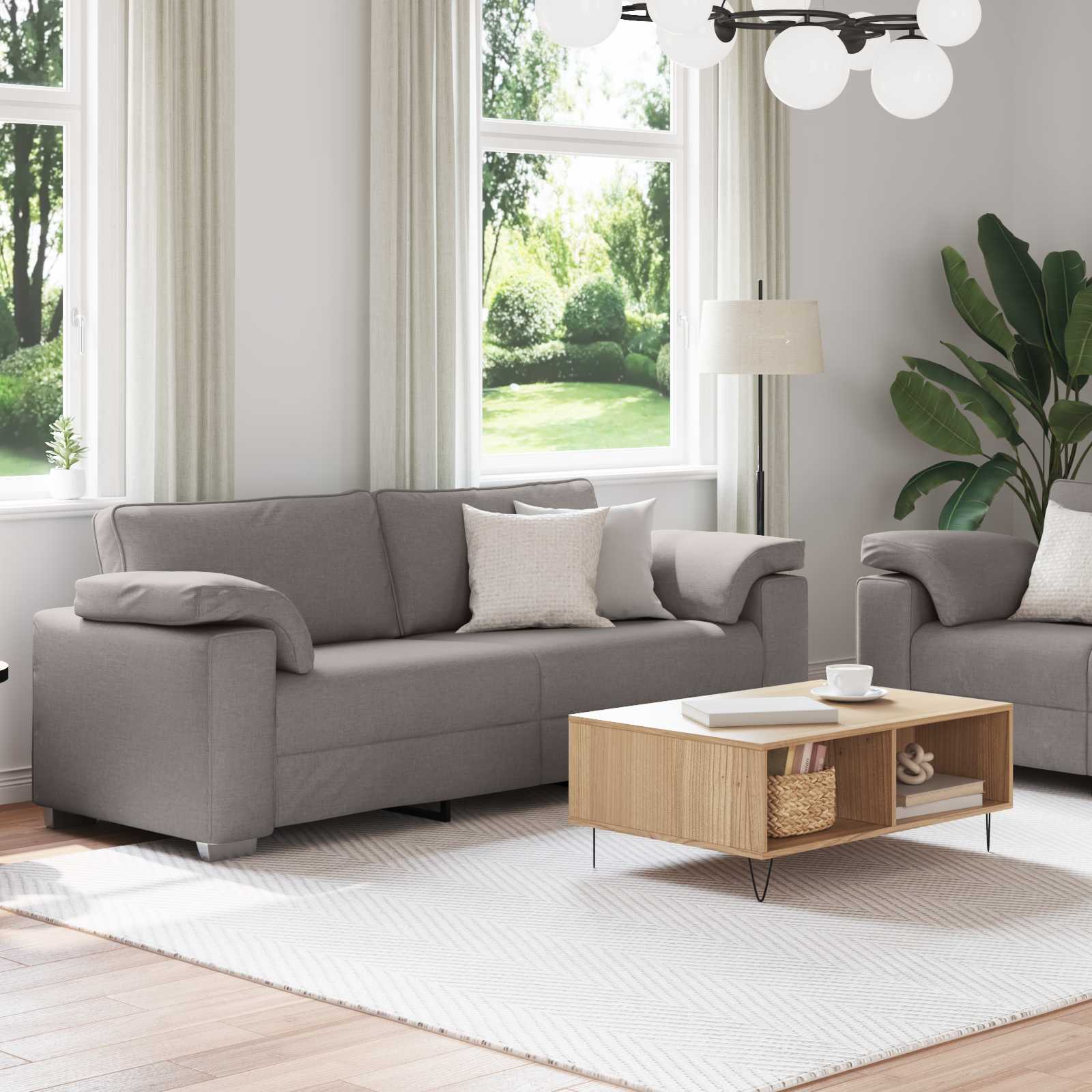 Sofa 2 pcs Sivo-smeđa 219 x 80 x 82 cm tkanina