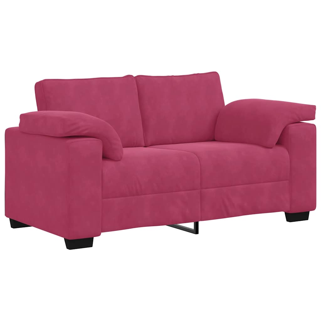 Dvodijelni set sofa s jastucima, vinsko crveni baršun