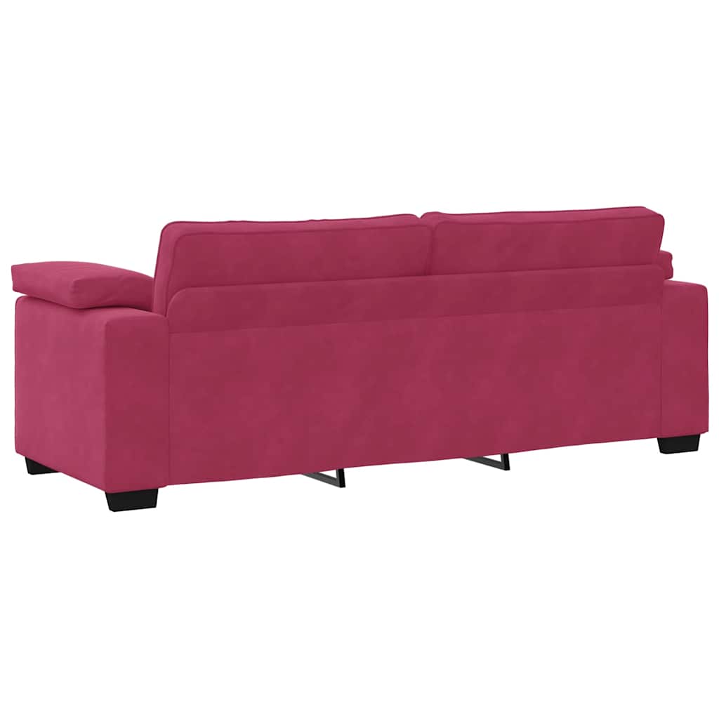 Dvodijelni set sofa s jastucima, vinsko crveni baršun