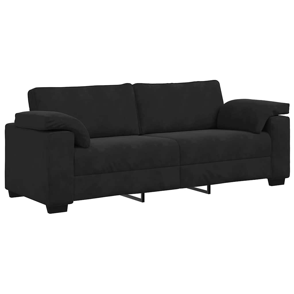 Dvodijelni set sofa s jastucima, crni baršun