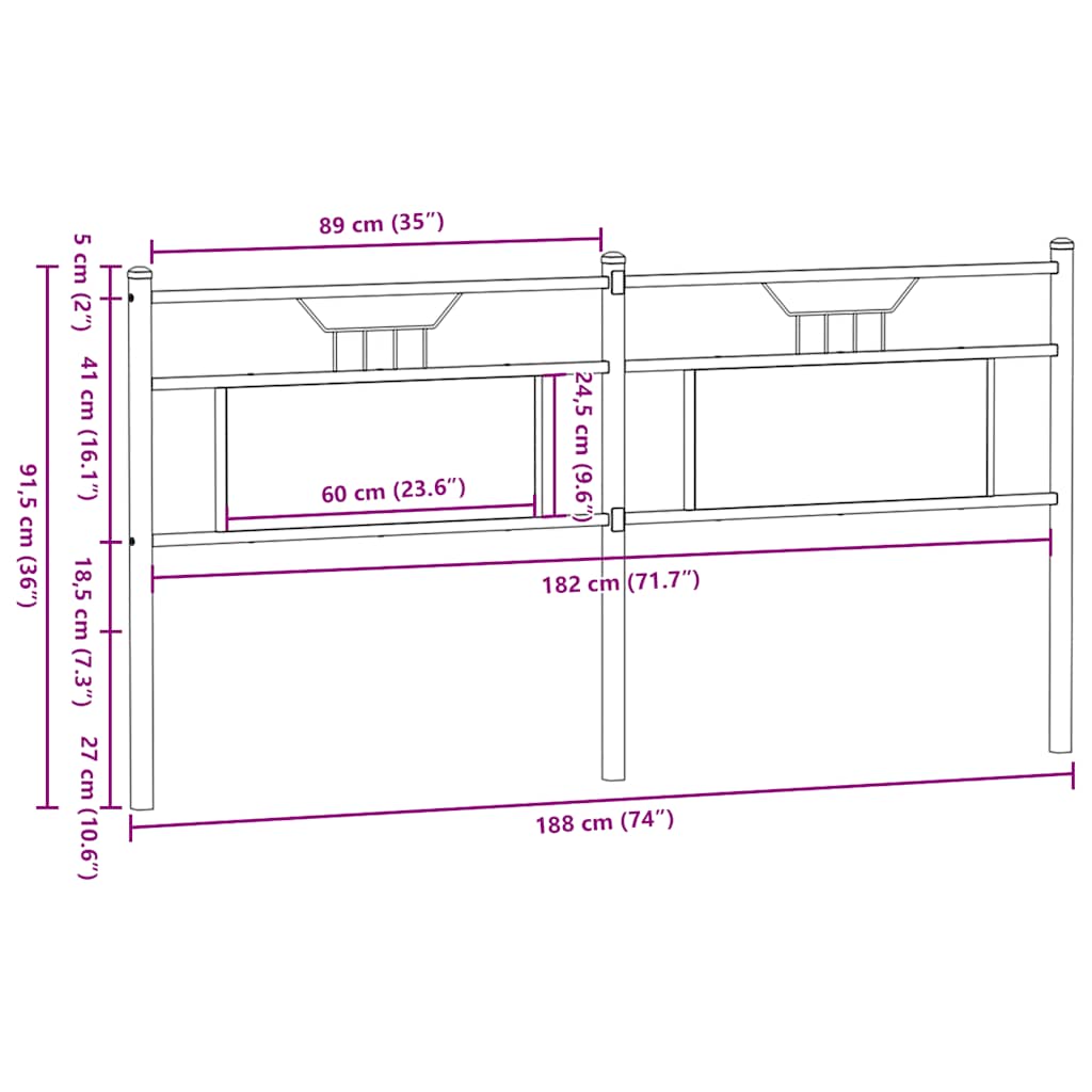 Zamjensko uzglavlje boja hrasta sonome 180 cm konstruirano drvo i čelik