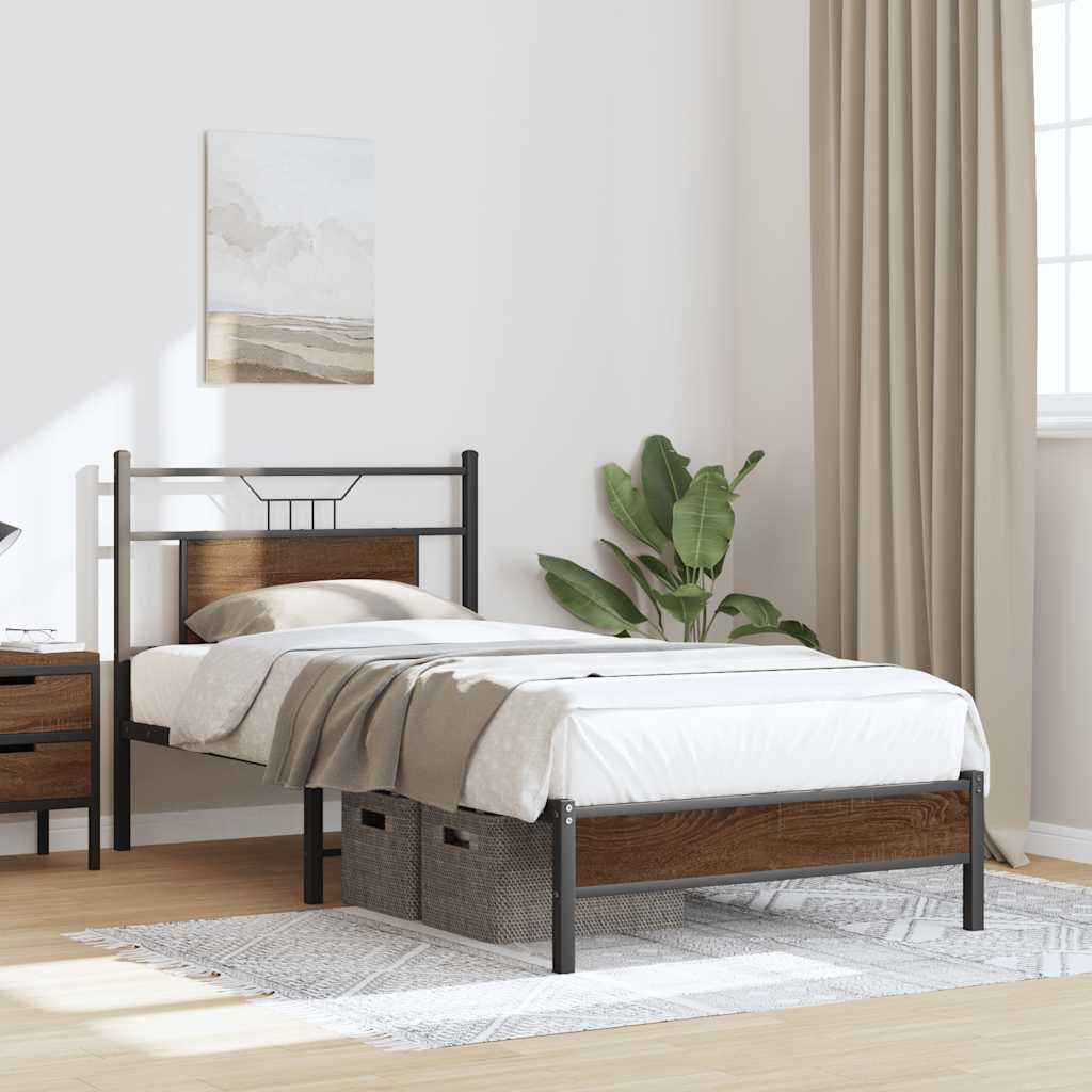 Okvir kreveta bez madraca smeđa boja hrasta 75x190 cm drveni