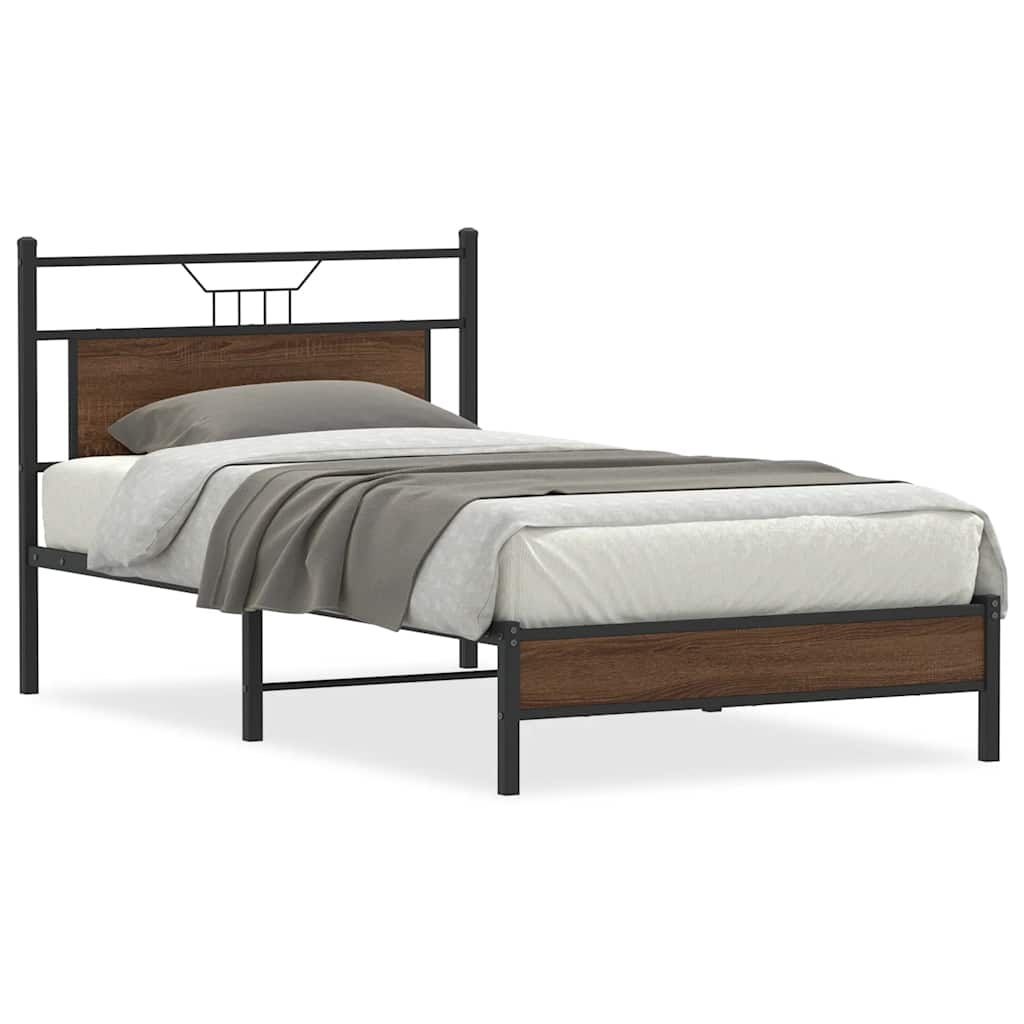 Okvir kreveta bez madraca smeđa boja hrasta 100 x 200 cm drveni