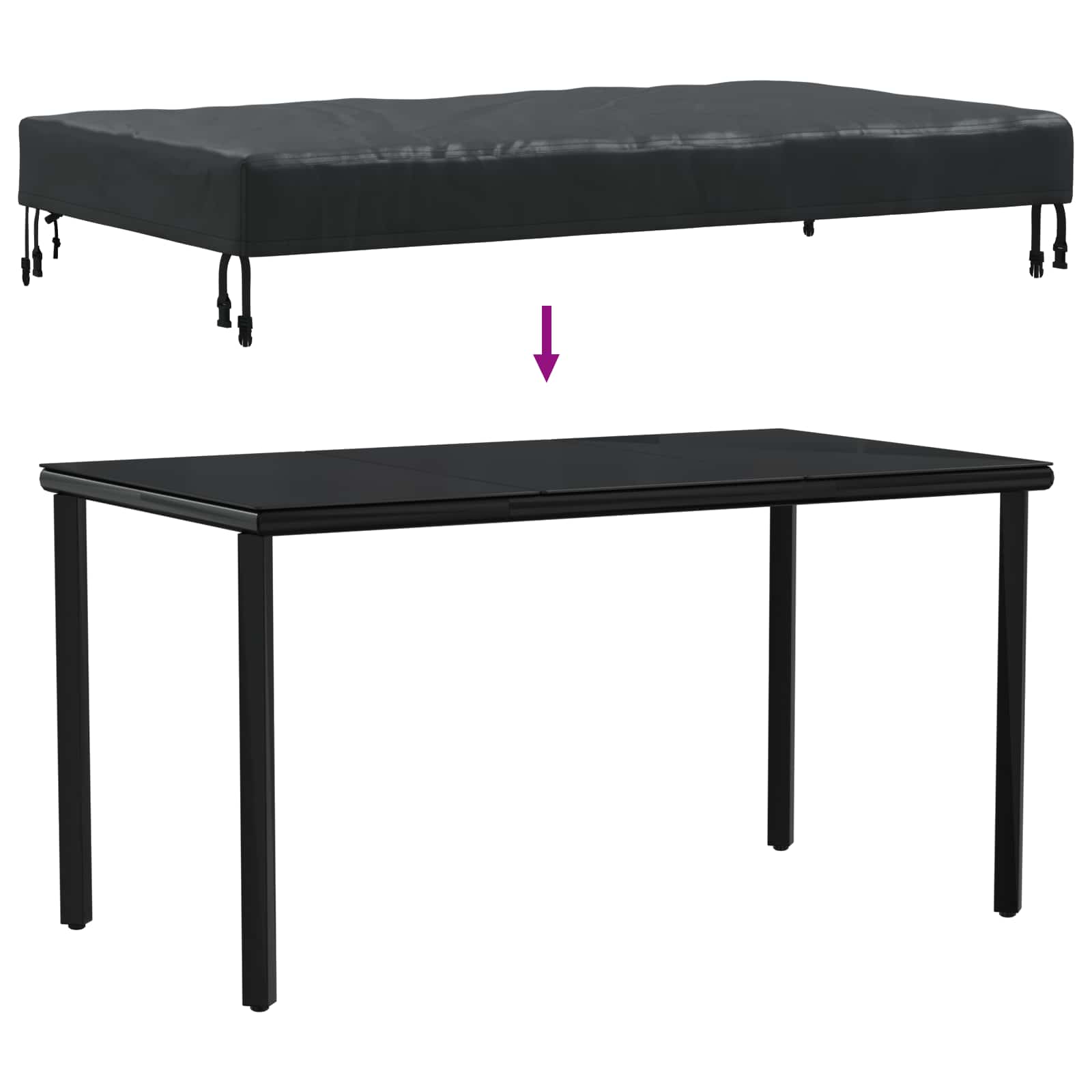 Pokrov za stol Jednobojno Crna 122 x 72 x 15 cm tkanina