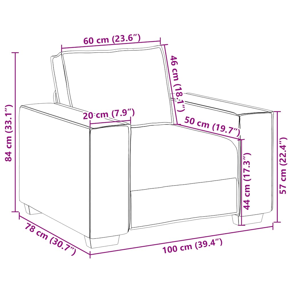 Sofa fotelja krem 100x78x84 cm tkanina