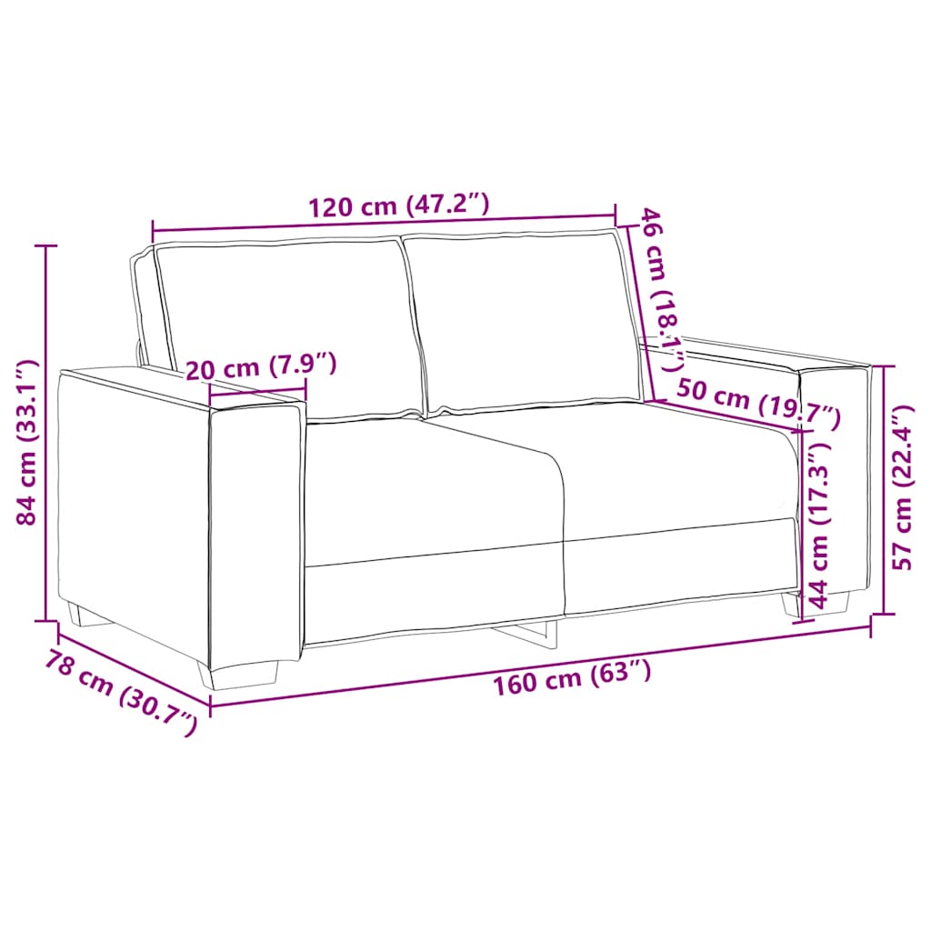 Dvosjed Kauč Taupe 160x78x84 cm Tkanina