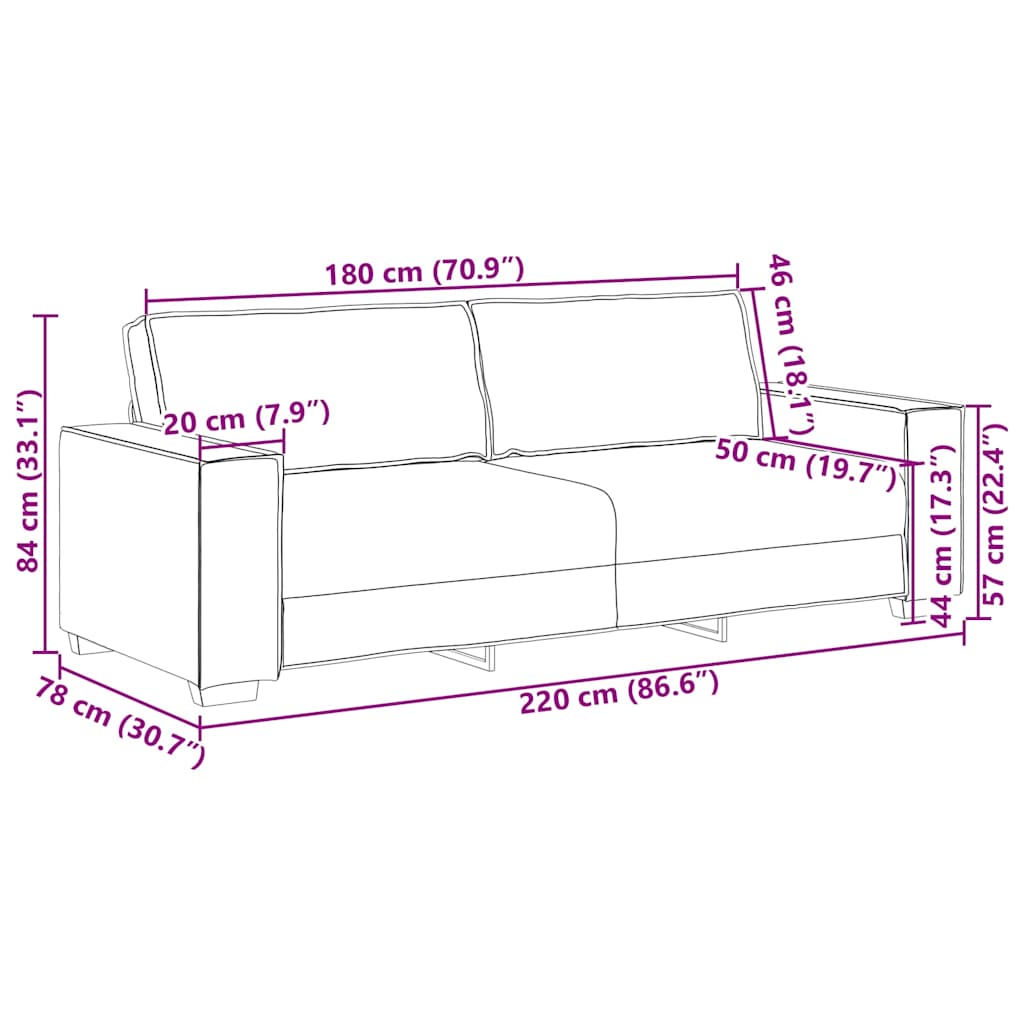 Trosjed Sofa Taupe 180 cm Tkanina