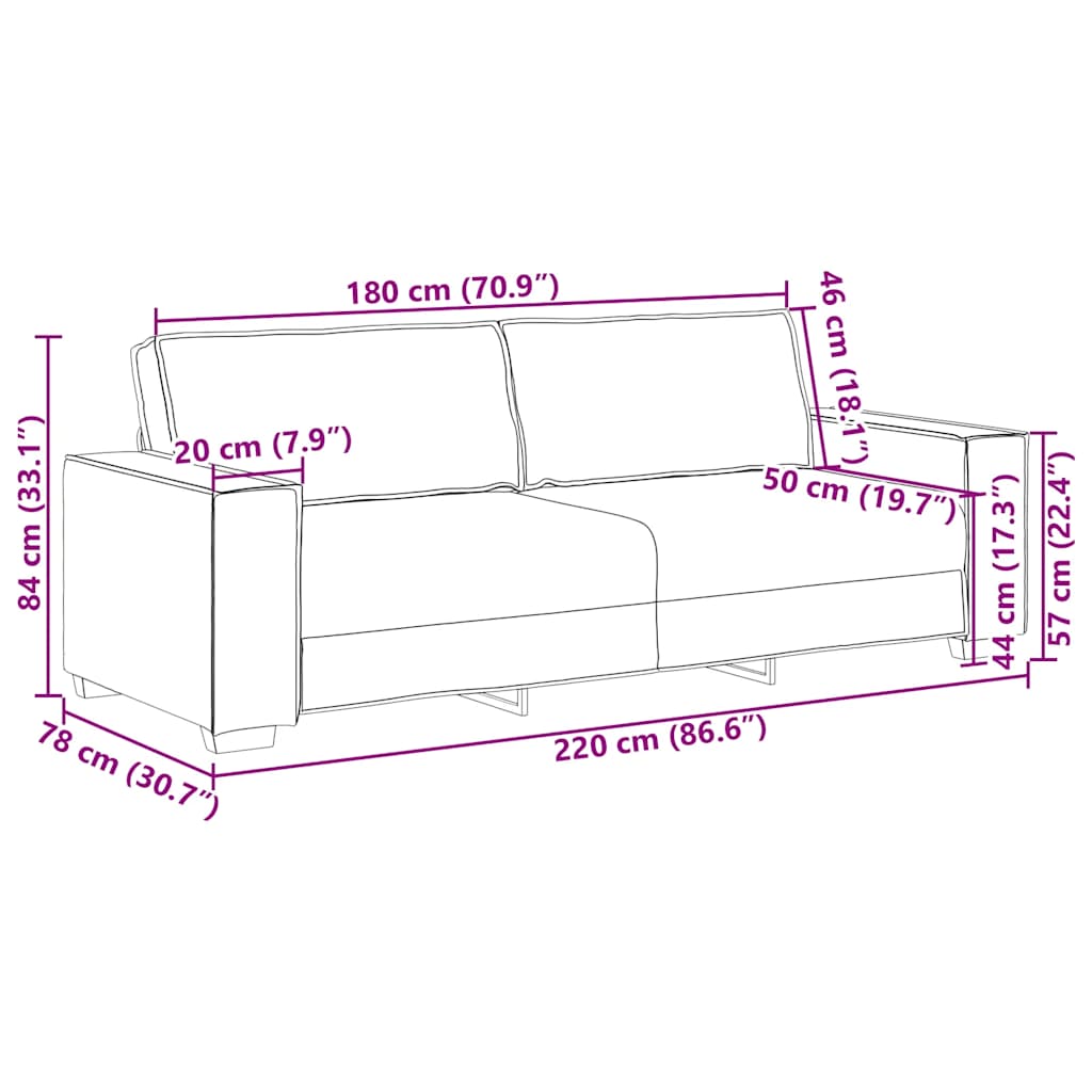 Trosjed/Kauč/Samostojeća Sofa Oblačno Siva 220x78x84 cm Tkanina