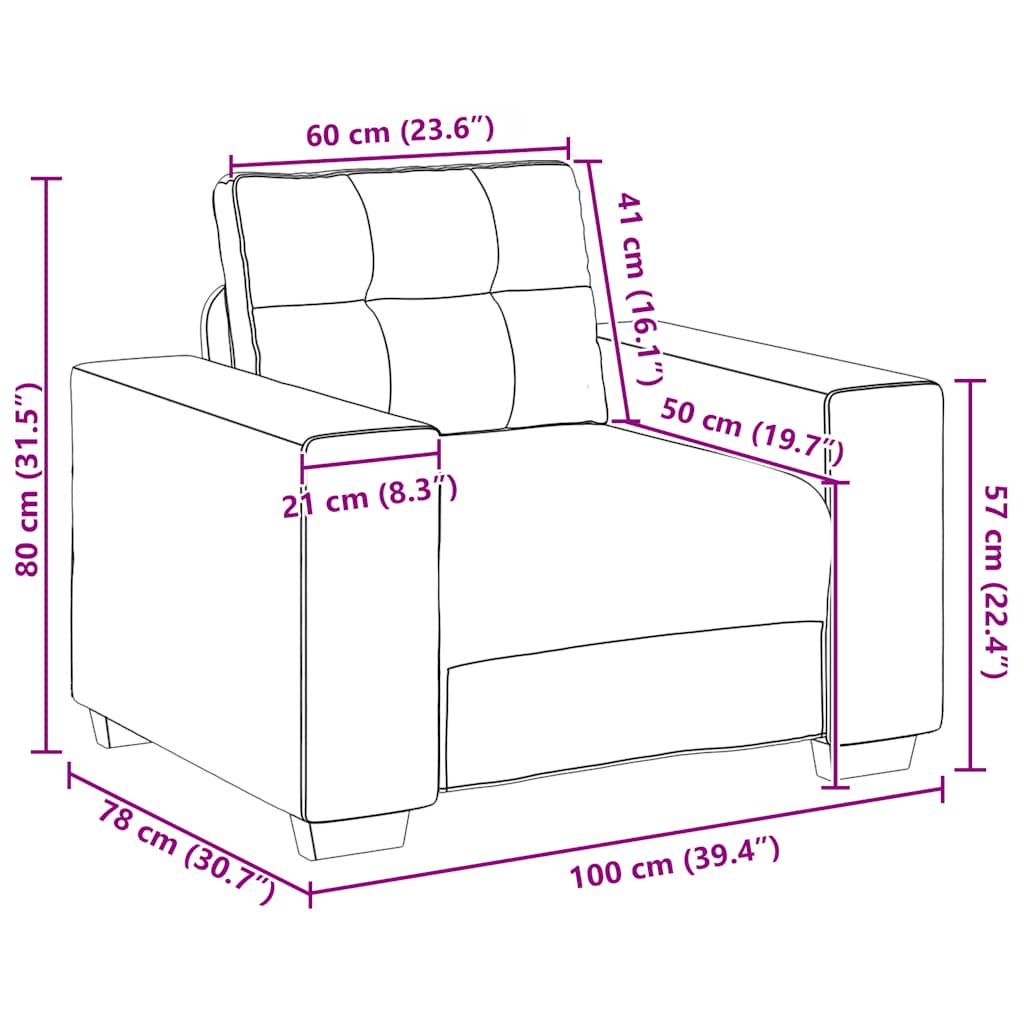 Sofa fotelja smeđa 100x78x80 cm baršun