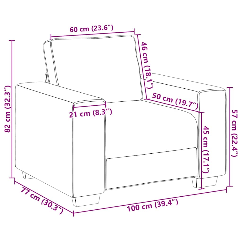 Sofa fotelja plava 100x77x82 cm korduro tkanina